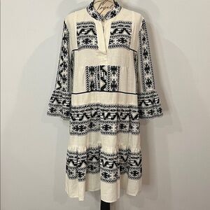 New with tag! MSK linen blend relaxed fit dress size large black ivory